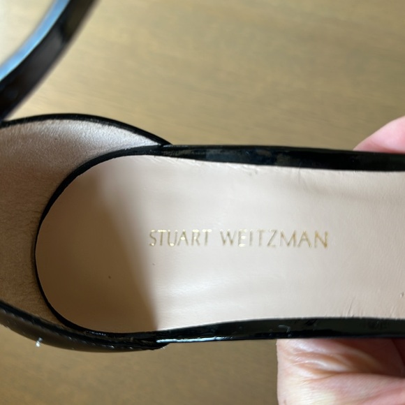 Stuart Weitzman Black Patent Leather Sandal Heels - Picture 10 of 11